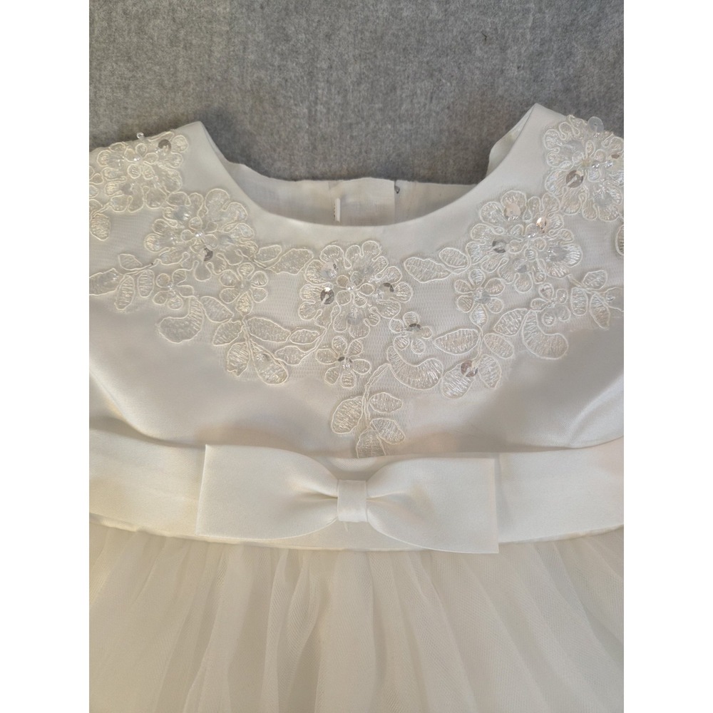 Girls Christening Baptism Wedding Dress Infant 6 Months Tulle Princess Bow White - Picture 4 of 9